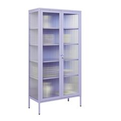 STEELEN COLOR Μεταλλική Ντουλάπα 90x55x190cm Πάχους 0.8mm Εσωτερικού Χώρου με Τζάμι και Πόδια Lilac