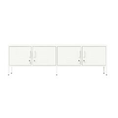 STEELEN COLOR Μεταλλικό Ντουλάπι -Έπιπλο Τηλεόρασης 160x45x55cm Πάχους 0.7mm Εσωτερικού Χώρου με Πόδια Cotton White