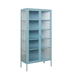 STEELEN COLOR Μεταλλική Ντουλάπα 90x55x190cm Πάχους 0.8mm Εσωτερικού Χώρου με Τζάμι και Πόδια Baby Blue