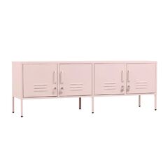 STEELEN COLOR Μεταλλικό Ντουλάπι -Έπιπλο Τηλεόρασης 160x45x55cm Πάχους 0.4mm Εσωτερικού Χώρου με Πόδια Baby Pink