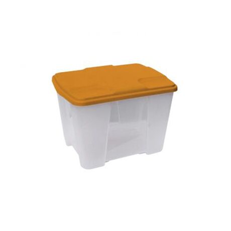 ARTPLAST Ιταλίας Κουτί Αποθήκευσης 40x30x26cm Πλαστικό 24lt Βάρος 1kg Διάφανο με Πορτοκαλί Καπάκι