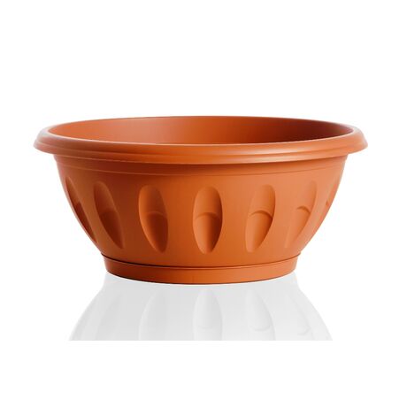 Γλάστρα Μπωλ Βαρέως Τύπου με Πιάτο Ø40x24x17cm 15lt Πλαστική Κεραμιδί  ALBA BAMA Ιταλίας