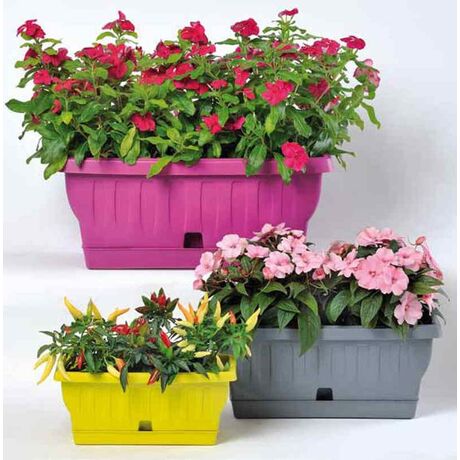 BAMA ITALY Ζαρντινιέρα Decor 30cm/40cm/50cm με Αυτοποτιζόμενο Πιάτο Πλαστική Κεραμιδί NATURA