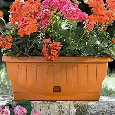 BAMA ITALY Ζαρντινιέρα Decor 30cm/40cm/50cm με Αυτοποτιζόμενο Πιάτο Πλαστική Κεραμιδί NATURA