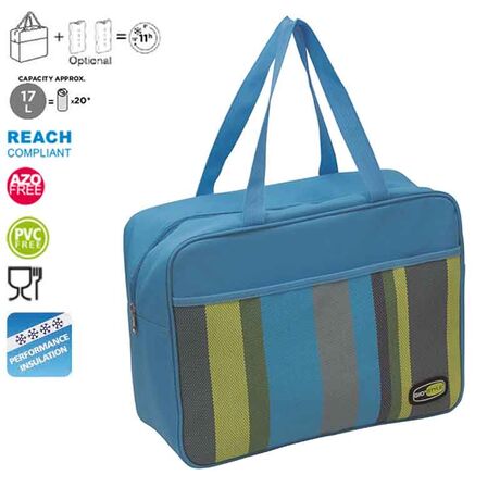 GIOSTYLE Ιταλίας Ισοθερμική Τσάντα 37x14x27cm Πάχος 6mm 17lt Πολυεστέρας 600D MAX Απόδοση 11 Ώρες Πιστοποιήσεις Azo FREE/REACH CAPRICE SQUARE Γαλάζιο