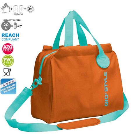 GIOSTYLE Ιταλίας Ισοθερμική Τσάντα 40.5x17x31.5cm Πάχος 6mm 20lt Πολυεστέρας 300D MAX Απόδοση 13 Ώρες Πιστοποιήσεις Azo FREE/REACH SORBETTO L Πορτοκαλί