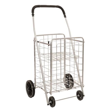 Καρότσι Λαϊκής Μεταλλικό 60lt 54x47x96cm Πτυσσόμενο 4.1kg Αντοχή Bάρους 35kg με 2+2 Ρόδες Γκρί