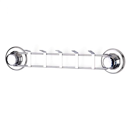 TEKNO-TEL Κρεμάστρα Μπάνιου με 5 Θέσεις 29x4x6cm Πάχος 7mm Αντοχή 12kg Επιχρωμιωμένο Ατσάλι με Βεντούζα EXTRA STRONG