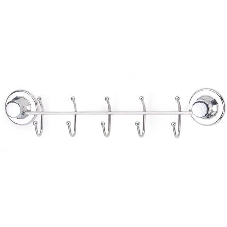 TEKNO-TEL Κρεμάστρα Μπάνιου με 5+5 Θέσεις 45x5x10cm Πάχος 7mm Αντοχή 12kg Επιχρωμιωμένο Ατσάλι με Βεντούζα EXTRA STRONG