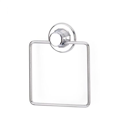 TEKNO-TEL Πετσετοθήκη Μπάνιου Τετράγωνη 16x4x16cm Πάχος Ø7mm Αντοχή 12kg Επιχρωμιωμένο Ατσάλι με Βεντούζα EXTRA STRONG