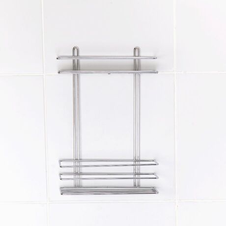 TEKNO-TEL Ραφιέρα Μπάνιου Τοίχου 2όροφη 25x11x37cm Πάχος Ø5mm Επιχρωμιωμένο Ατσάλι