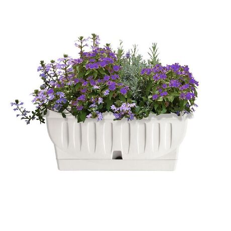BAMA ITALY Ζαρντινιέρα Decor 30cm/40cm/50cm/60cm/80cm με Αυτοποτιζόμενο Πιάτο Πλαστική Λευκή NATURA