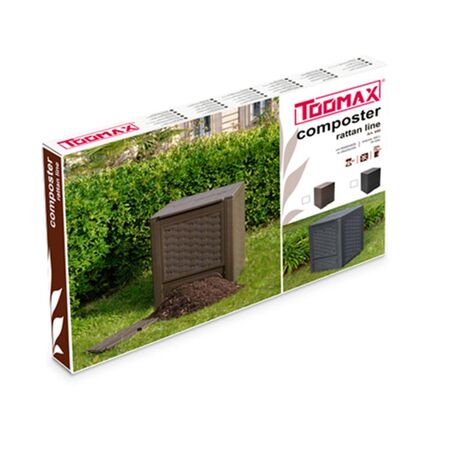 TOOMAX FASHION ITALY 300lt Κομποστοποιητής-Κάδος Κομποστοποίησης Πλαστικός Κήπου 60x60x83cm Καφέ Σκούρο RATTAN STYLE COMPOSTER