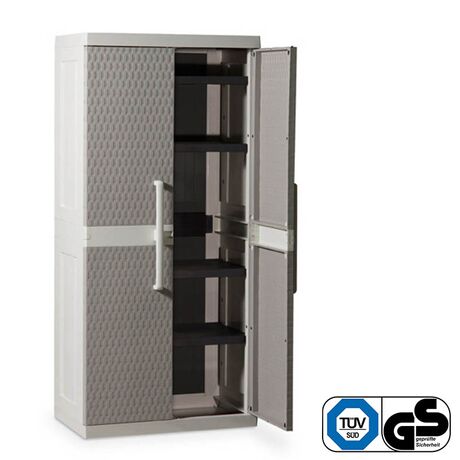 TOOMAX Ιταλίας Πλαστική Ντουλάπα 89x54x190cm 29kg με 4 Ρυθμιζόμενα Ράφια- 5 Χώρους MAX Αντοχή 220kg RATTAN XXL GREY/WARM GREY TUV/GS FASHION