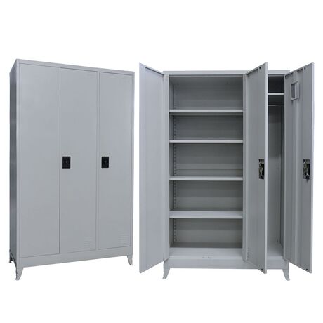 STEELEN Μεταλλική Ντουλάπα 115x45x191cm Πάχους 0.6mm/0.8mm (πάτωμα) Γαλβανιζέ 3φυλλη με 5 Ράφια και Ρυθμιζόμενα Πόδια -7 Αποθηκευτικοί Χώροι 56.5kg