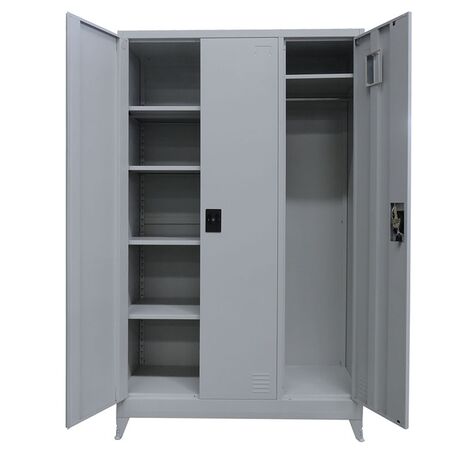 STEELEN Μεταλλική Ντουλάπα 115x45x191cm Πάχους 0.6mm/0.8mm (πάτωμα) Γαλβανιζέ 3φυλλη με 5 Ράφια και Ρυθμιζόμενα Πόδια -7 Αποθηκευτικοί Χώροι 56.5kg