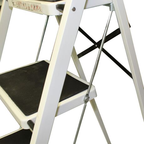 Σκαλοσκαμπό Μεταλλικό 44.5x81x123cm με 4 Σκαλιά MAX Αντοχή 150kg Βάρος 7.8kg Λευκό LF204B
