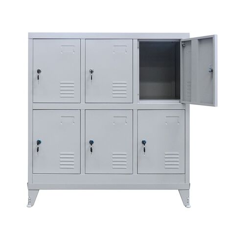 STEELEN Μεταλλική Ντουλάπα - Φοριαμός (Locker) 90x45x101cm 6 Θέσεων με Ρυθμιζόμενα Πόδια 27kg Γκρι Ανοικτό