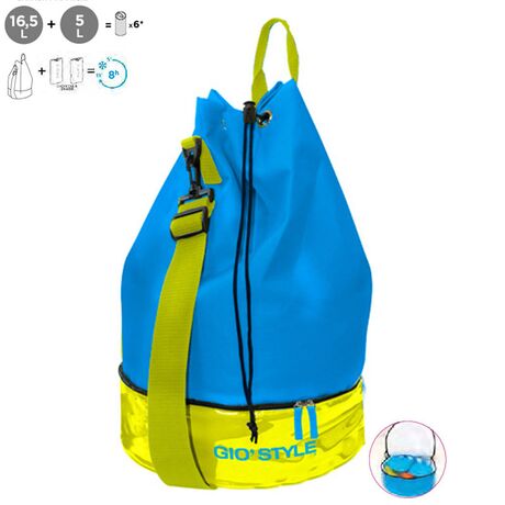 GIOSTYLE Ιταλίας Σάκος με Ισοθερμική Βάση Ø30x48cm Πάχος 0.6mm 16.5+5lt Πολυεστέρας 600D Πιστοποίηση REACH LIME SECCHIELLO Μπλε-Κίτρινη Βάση