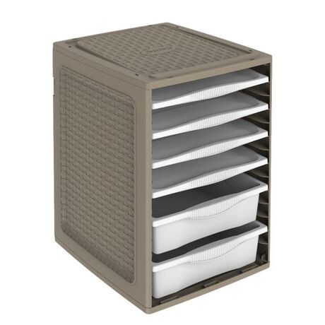BAMA Ιταλίας Συρταριέρα Ρούχων 34x41x53cm 4.37kg Πλαστική με 4 Δίσκους και 2 Συρτάρια Γκρι-Καφέ RIORDINO TORTORA