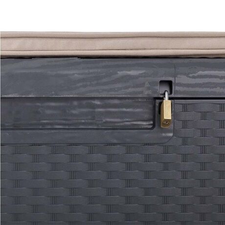 TOOMAX Ιταλίας Πλαστικό Μπαούλο Αποθήκευσης 123.7x54.5x58.7cm 350lt 13kg MASSIF με Καπάκι-Κάθισμα 2 Ατόμων και Μαξιλάρι PORTONOVO ANTHRACITE TUV/GS FASHION