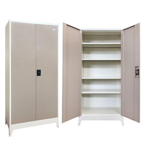 STEELEN Μεταλλική Ντουλάπα 90x45x191cm Πάχους 0.6mm/0.8mm (πάτωμα) Γαλβανιζέ με 4 Ράφια και Ρυθμιζόμενα Πόδια - 5 Αποθηκευτικοί Χώροι Taupe-Μπεζ