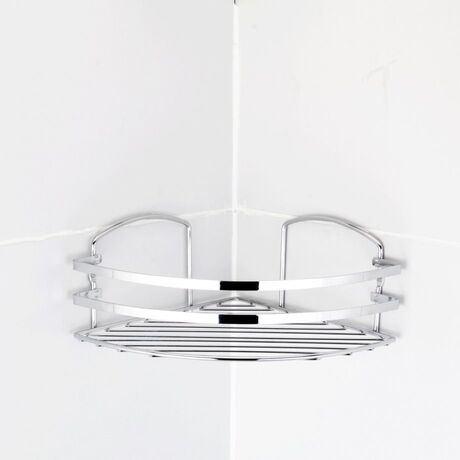 TEKNO-TEL Γωνιακή Ραφιέρα Μπάνιου INOX (Ανοξείδωτο Ατσάλι) 27x19x10cm Βάρος 0.40kg Πάχος Ø5mm
