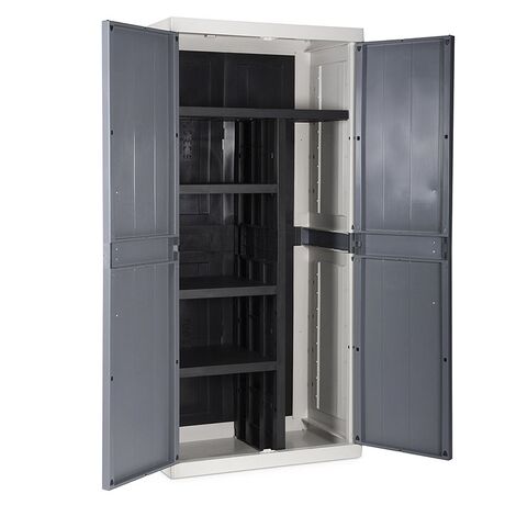 TOOMAX Ιταλίας XXL Πλαστική Ντουλάπα 89x54x190cm 28,6kg με Χώρισμα-6 Χώρους MAX Αντοχή 220kg ANNIVERSARY MEGA XXL LIGHT GREY/BASALT GREY TUV/GS FASHION