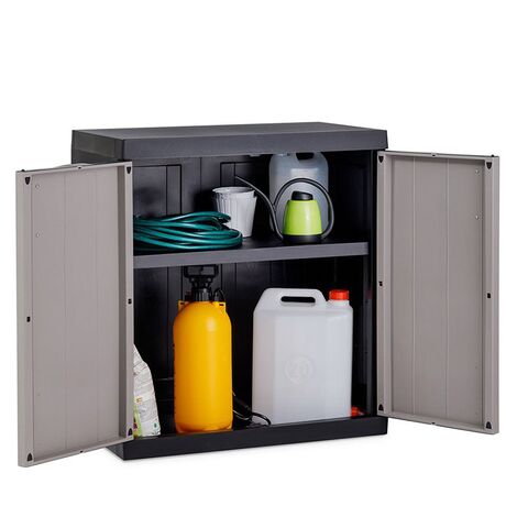 TOOMAX Ιταλίας XXL Πλαστική Ντουλάπα 89x54x96cm 14.75kg με 1 Ρυθμιζόμενο Ράφι- 2 Χώροι MAX Αντοχή 70kg BIOS MEGA BLACK/WARM GREY XXL Πιστοποίηση TUV/GS FASHION