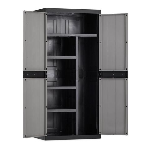 TOOMAX Ιταλίας XXL Πλαστική Ντουλάπα 89x54x190cm 26.13kg με Χώρισμα-6 Χώρους MAX Αντοχή 220kg BIOS MEGA BLACK/WARM GREY XXL Πιστοποίηση TUV/GS FASHION