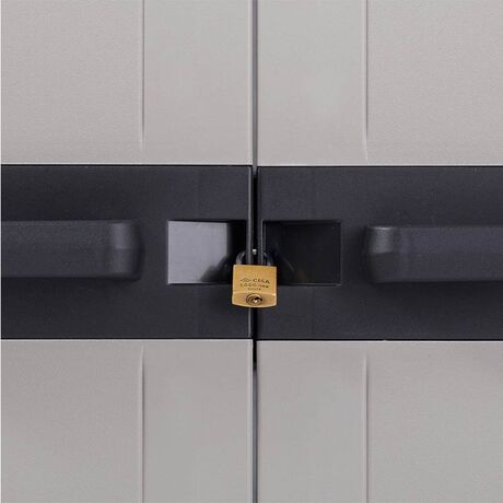 TOOMAX Ιταλίας XXL Πλαστική Ντουλάπα 89x54x190cm 26.35 kg με 3 Ρυθμιζόμενα Ράφια- 4Χώροι MAX Αντοχή 170kg BIOS MEGA BLACK/WARM GREY XXL Πιστοποίηση TUV/GS FASHION
