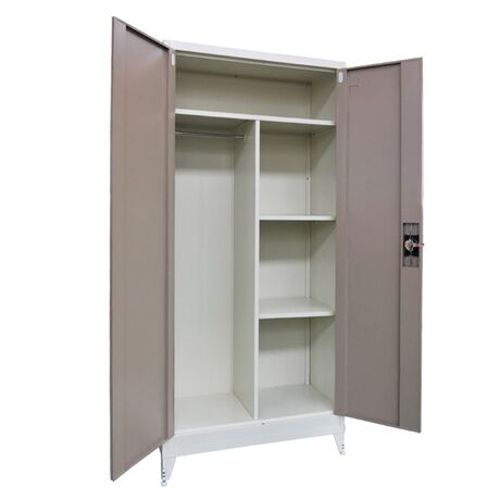 STEELEN Μεταλλική Ντουλάπα 90x45x191cm Πάχους 0.6mm/0.8mm (πάτωμα) Γαλβανιζέ με Χώρισμα και Ρυθμιζόμενα Πόδια - 5 Αποθηκευτικοί Χώροι Taupe - Μπεζ
