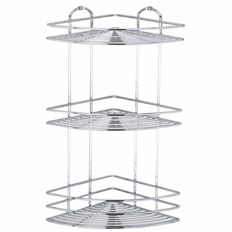 TEKNO-TEL Γωνιακή Ραφιέρα Μπάνιου INOX (Ανοξείδωτο Ατσάλι) 3όροφη 27x19x46cm Βάρος 1.20kg Πάχος Ø5mm