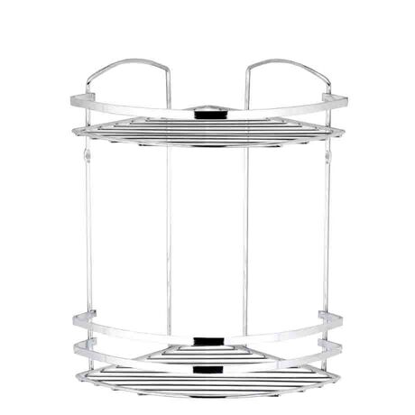 TEKNO-TEL Γωνιακή Ραφιέρα Μπάνιου INOX (Ανοξείδωτο Ατσάλι) 2όροφη 27x19x32cm Βάρος 0.80kg Πάχος Ø5mm