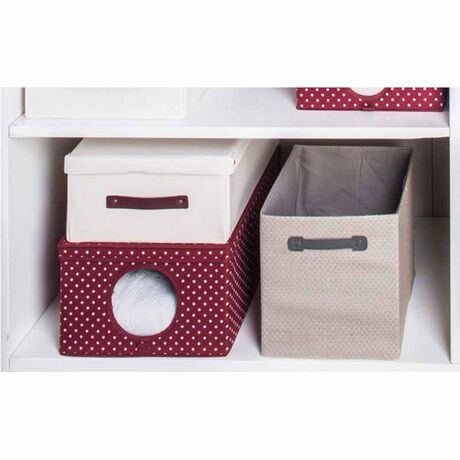 ORDINETT Ιταλίας Κουτί Αποθήκευσης Ρούχων 50x40x25cm TNT 50lt 1.09kg BORDEAUX BOX LARGE Μπορντό Πουά