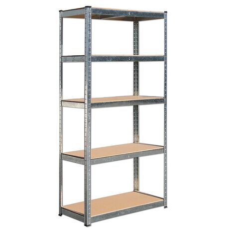 VESTA Μεταλλική Γαλβανιζέ Ραφιέρα Dexion 5όροφη 90x40x180cm με Μοριοσανίδες Πάχους 4mm 13.4kg Πάχος Δοκών 0.63mm MAX Αντοχή 875kg (175kg / Ράφι)