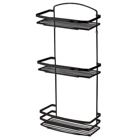 TEKNO-TEL Εταζέρα Μπάνιου INOX Matt (Ανοξείδωτο Ατσάλι-Ματ Όψη) 3όροφη 25x13x48cm Βάρος 1.05kg Πάχος Ø5mm Μαύρο Matt