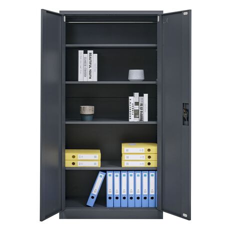 STEELEN Μεταλλική Ντουλάπα 90x45x181cm Πάχους 0.6mm/0.8mm (πάτωμα) Γαλβανιζέ με 4 Ράφια - 5 Αποθηκευτικοί Χώροι ΧΩΡΙΣ ΠΟΔΙΑ Ανθρακί Ματ