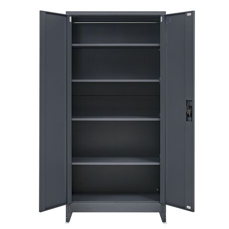 STEELEN Μεταλλική Ντουλάπα 90x45x191cm Πάχους 0.6mm/0.8mm (πάτωμα) Γαλβανιζέ με 4 Ράφια και Ρυθμιζόμενα Πόδια - 5 Αποθηκευτικοί Χώροι Ανθρακί Ματ