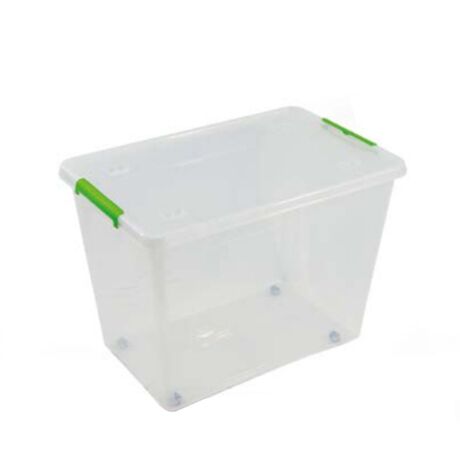 ARTPLAST Ιταλίας Κουτί Αποθήκευσης Πλαστικό 58.5x39x41cm 60lt με Κλιπς και Ρόδες Διάφανο