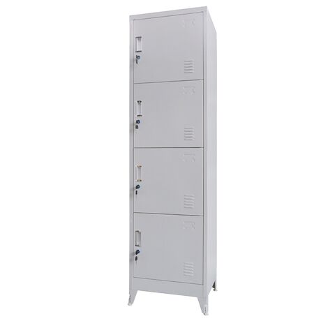 STEELEN Μεταλλική Ντουλάπα-Φοριαμός (Locker) 50x45x190cm 4 Ντουλάπια Πάχος 0.4mm 24kg Γκρι Ανοικτό