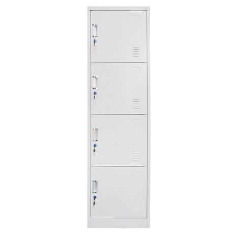 STEELEN Μεταλλική Ντουλάπα-Φοριαμός (Locker) 50x45x180cm 4 Ντουλάπια ΧΩΡΙΣ ΠΟΔΙΑ Πάχος 0.4mm 24kg Γκρι Ανοικτό