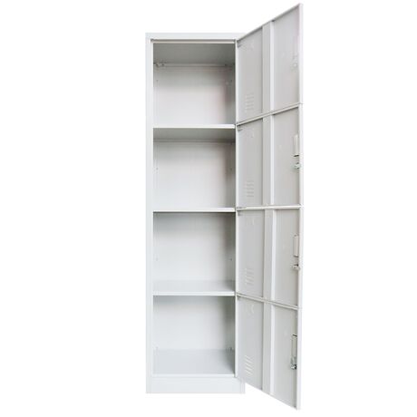 STEELEN Μεταλλική Ντουλάπα-Φοριαμός (Locker) 50x45x180cm 4 Ντουλάπια ΧΩΡΙΣ ΠΟΔΙΑ Πάχος 0.4mm 24kg Γκρι Ανοικτό