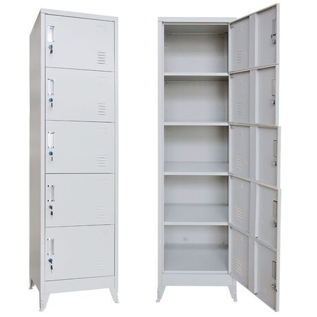 STEELEN Μεταλλική Ντουλάπα-Φοριαμός (Locker) 50x45x190cm 5 Ντουλάπια Πάχος 0.4mm 25kg Γκρι Ανοικτό