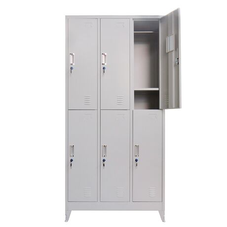 STEELEN Μεταλλική Ντουλάπα - Φοριαμός (Locker) 90x45x190cm 6 Ντουλάπια-12 Αποθηκευτικοί Χώροι Πάχος 0.4mm με Ρυθμιζόμενα Πόδια 48kg Γκρι Ανοιχτό