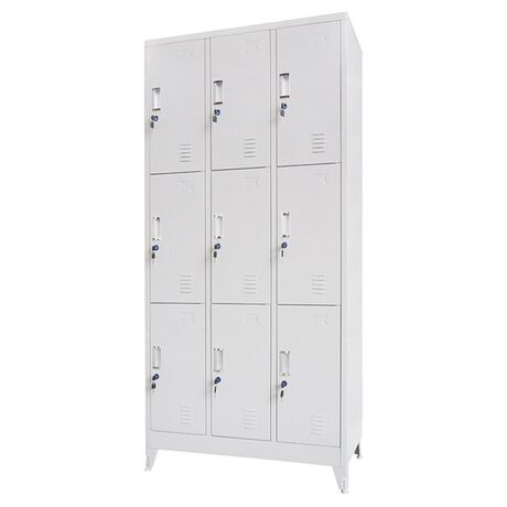 STEELEN Μεταλλική Ντουλάπα - Φοριαμός (Locker) 90x45x195cm 9 Ντουλάπια Πάχος 0.4mm με Ρυθμιζόμενα Πόδια 50kg Γκρι Ανοιχτό