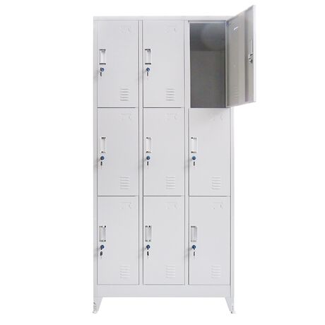 STEELEN Μεταλλική Ντουλάπα - Φοριαμός (Locker) 90x45x195cm 9 Ντουλάπια Πάχος 0.4mm με Ρυθμιζόμενα Πόδια 50kg Γκρι Ανοιχτό