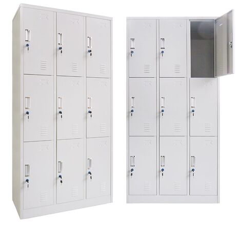 STEELEN Μεταλλική Ντουλάπα - Φοριαμός (Locker) 90x45x185cm 9 Ντουλάπια ΧΩΡΙΣ ΠΟΔΙΑ Πάχος 0.4mm 50kg Γκρι Ανοιχτό
