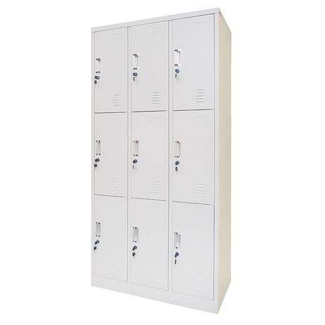 STEELEN Μεταλλική Ντουλάπα - Φοριαμός (Locker) 90x45x185cm 9 Ντουλάπια ΧΩΡΙΣ ΠΟΔΙΑ Πάχος 0.4mm 50kg Γκρι Ανοιχτό
