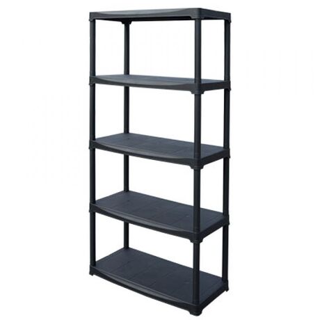ARTPLAST Ιταλίας Πλαστική Ραφιέρα 9kg 5όροφη 90x40x176cm Αντοχή Ραφιού 30kg Max Αντοχή 150kg Σταθερά Ράφια Μαύρο